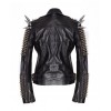 Women Silver Studded Long Spiked Handmade Jacket Men Leather Black Spice Rock Punk Style Jacket 